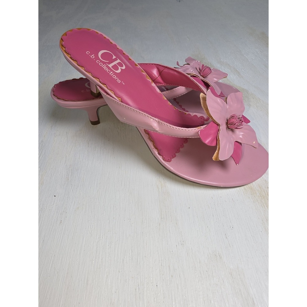 Vintage pink Floral kitten heels Size 7.5 By CB Collection NEW